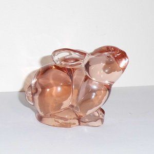 Silvestri Art Glass Sitting Pink Bunny Rabbit